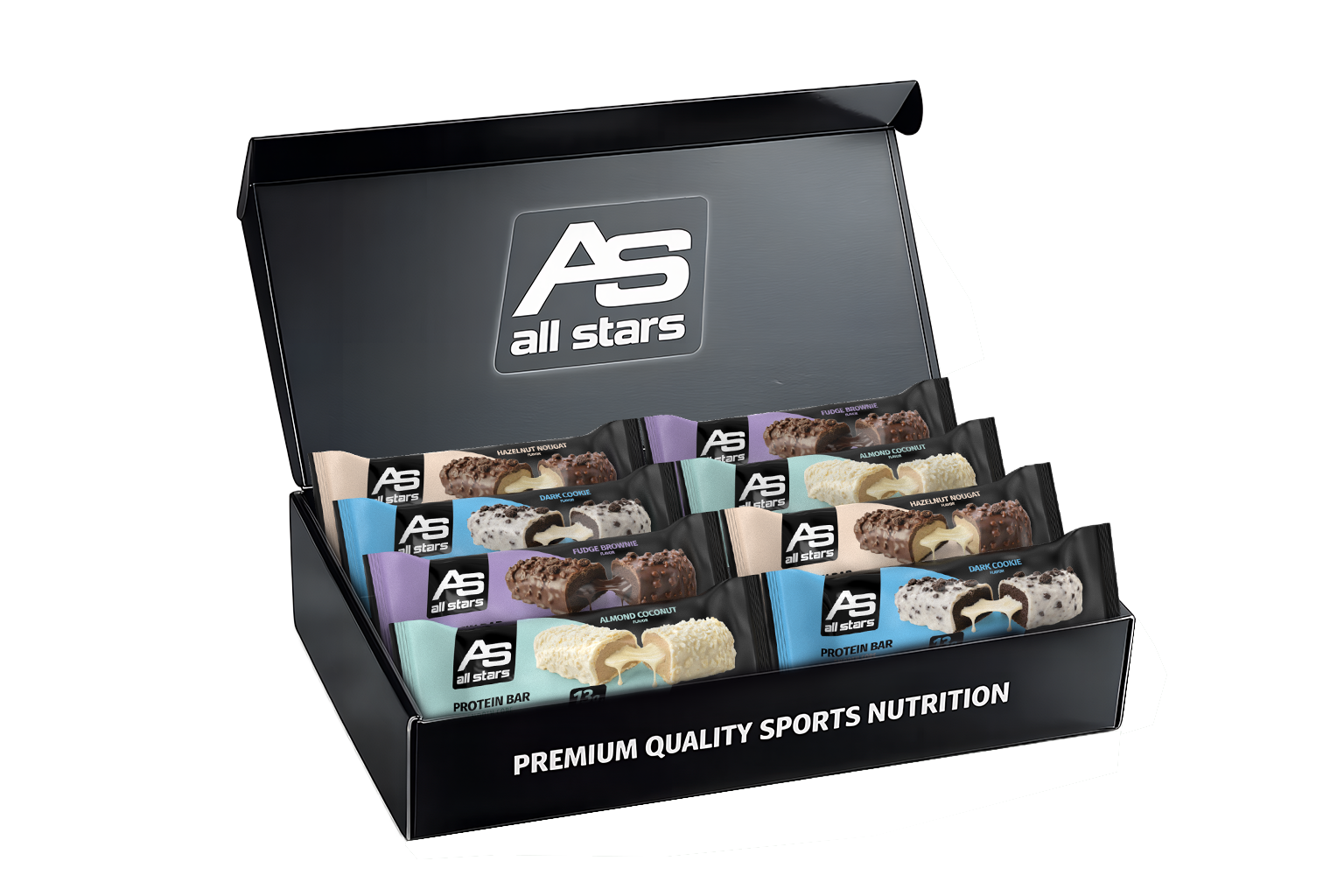 all-stars-smooth-core-protein-bar-trybox-mixed-box-mit-8-riegeln-in-4-sorten image 1