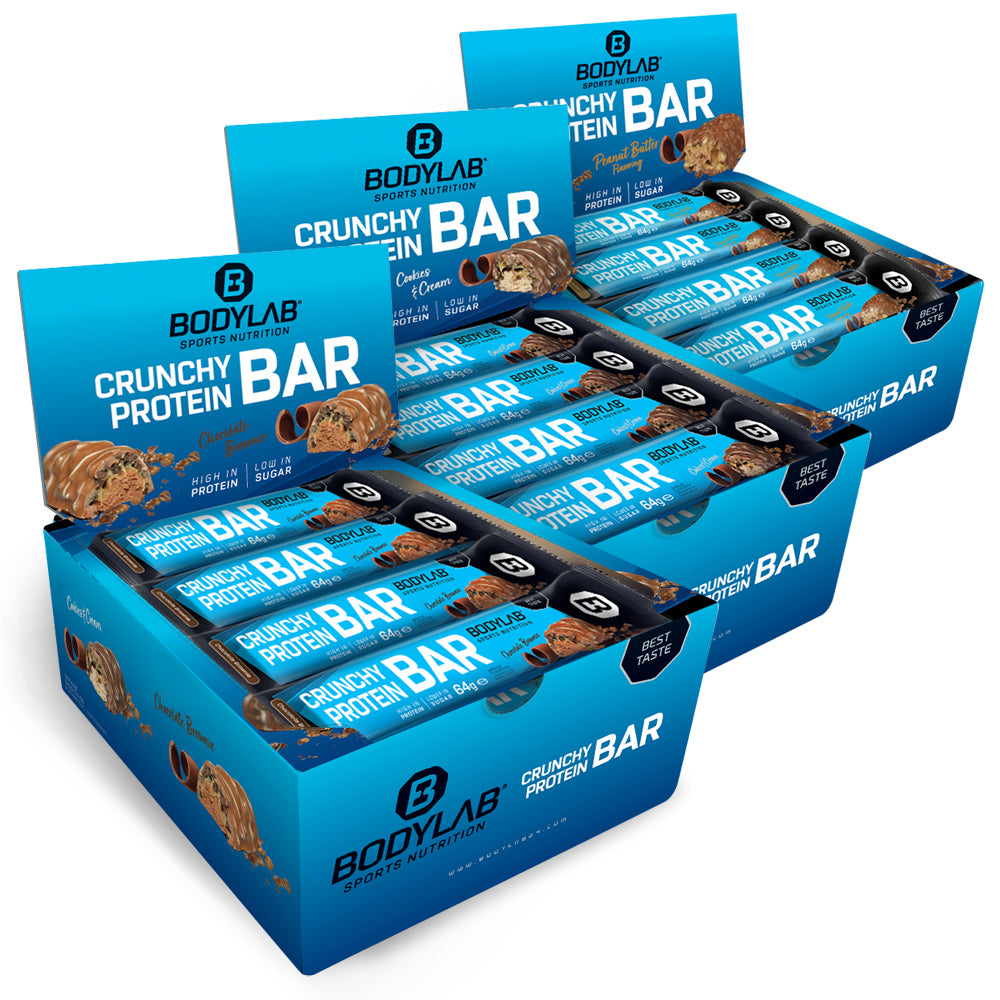 bodylab24-crunchy-protein-bar-3-x-12x64g-dreierpack-proteinriegel image 1