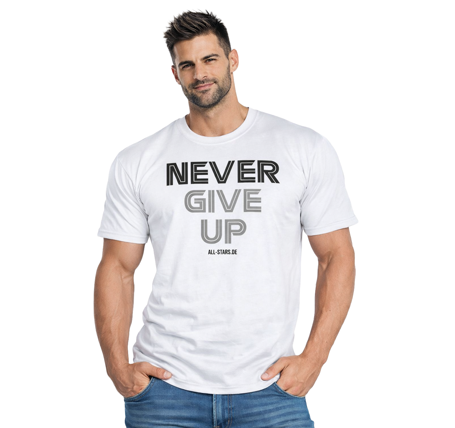 all-stars-t-shirt-never-give-up-wei-100-baumwolle image 1