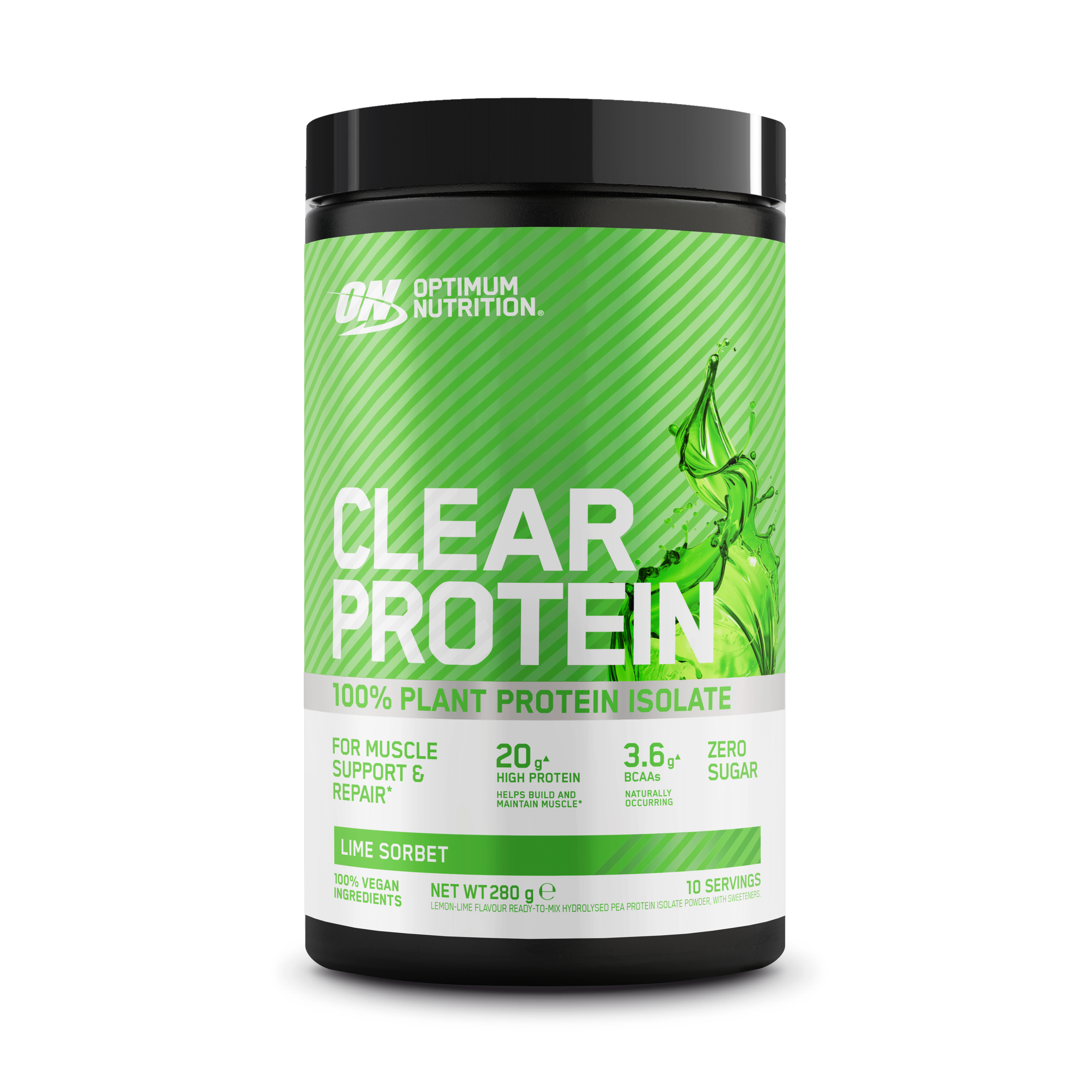 optimum-nutrition-clear-protein-100-plant-isolate-280g-20g-erbsenprotein image 1