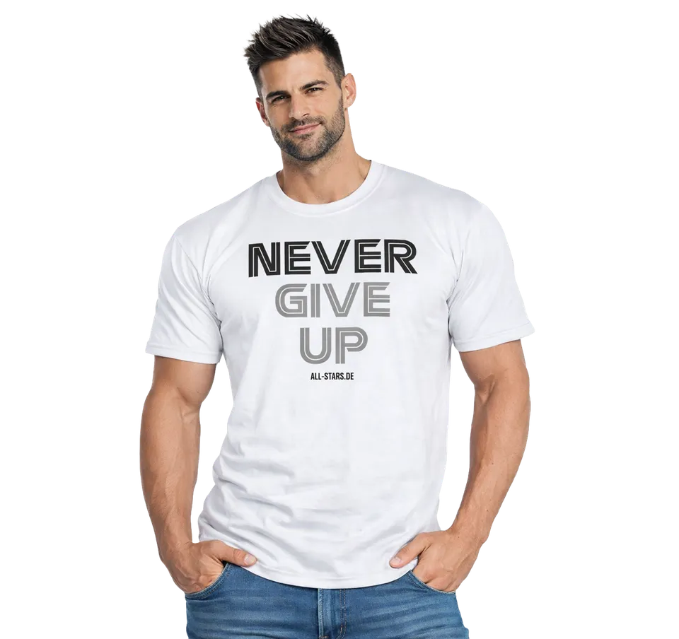 all-stars-t-shirt-never-give-up-wei-100-baumwolle image 1