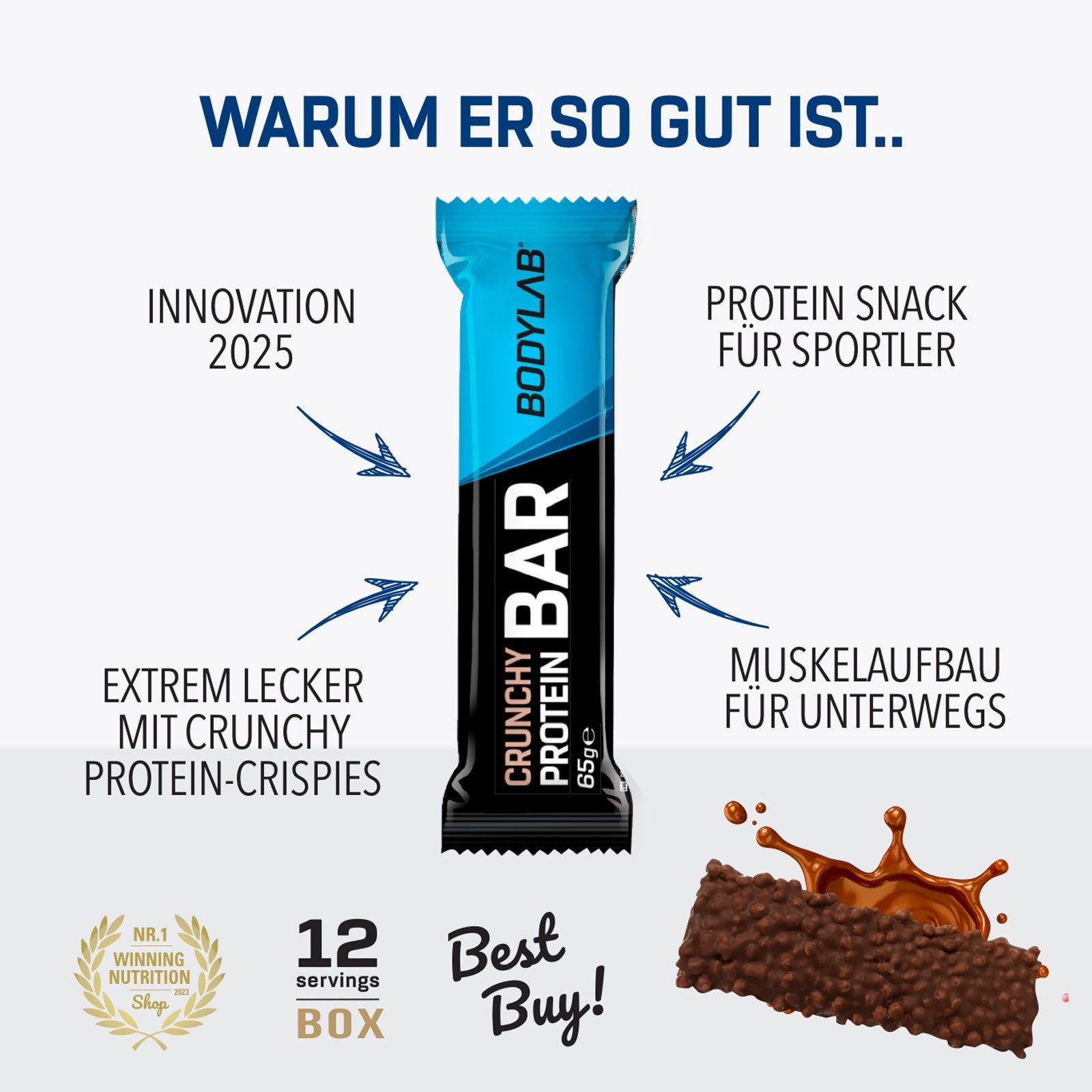 bodylab24-crunchy-protein-bar-deluxe-12x65g-proteinriegel image 6