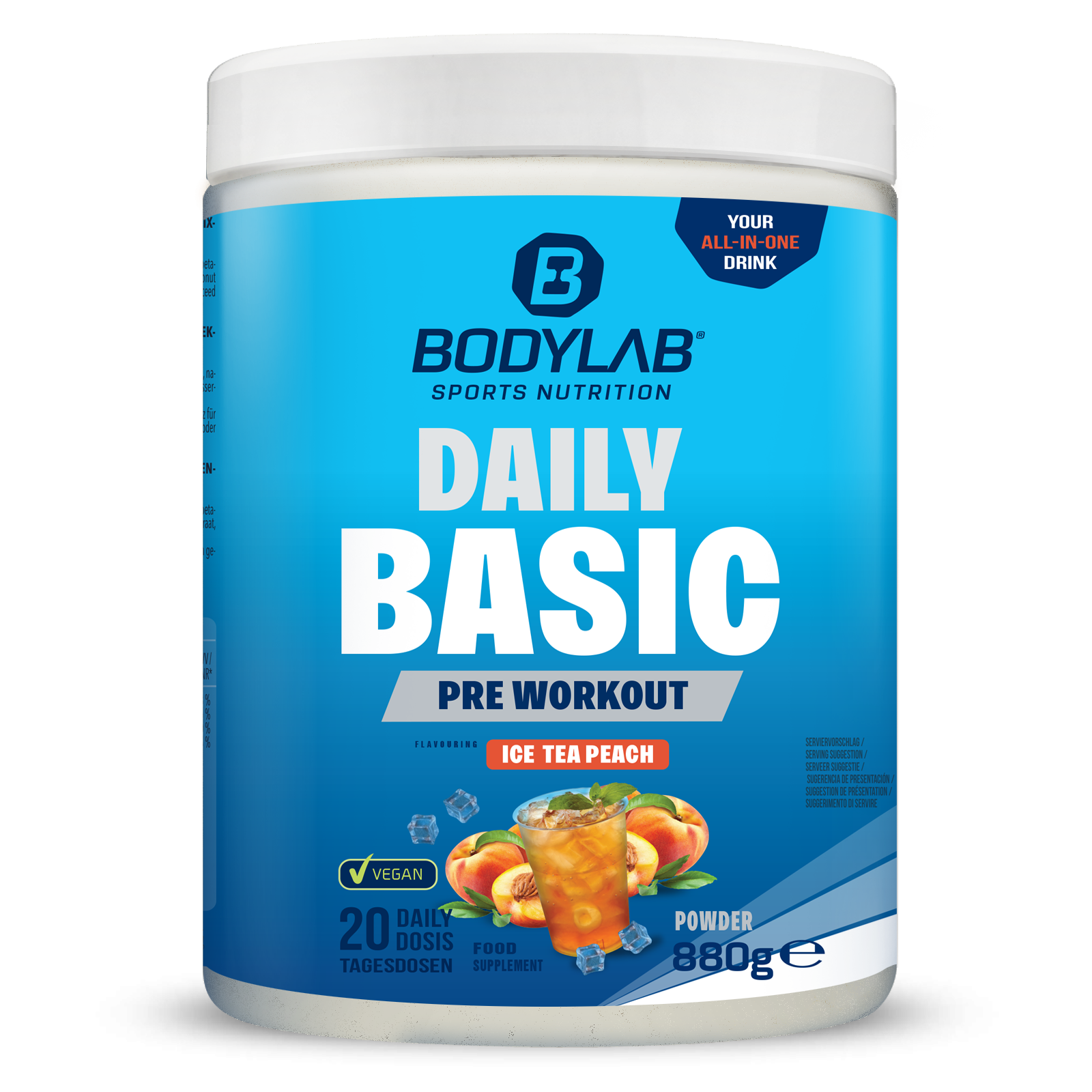 bodylab24-daily-basic-powder-ice-tea-peach-880g-all-in-one image 1