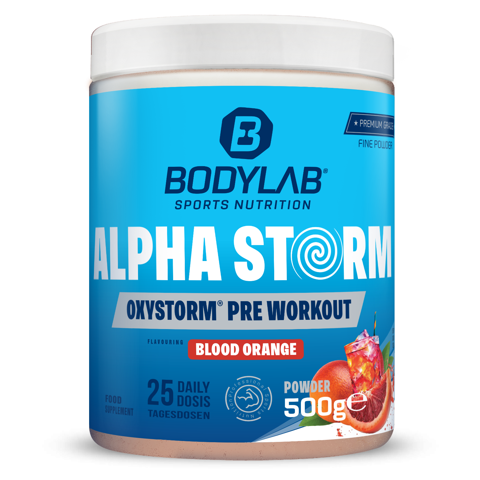 bodylab24-alpha-storm-oxystorm-pre-workout-blood-orange-500g image 1