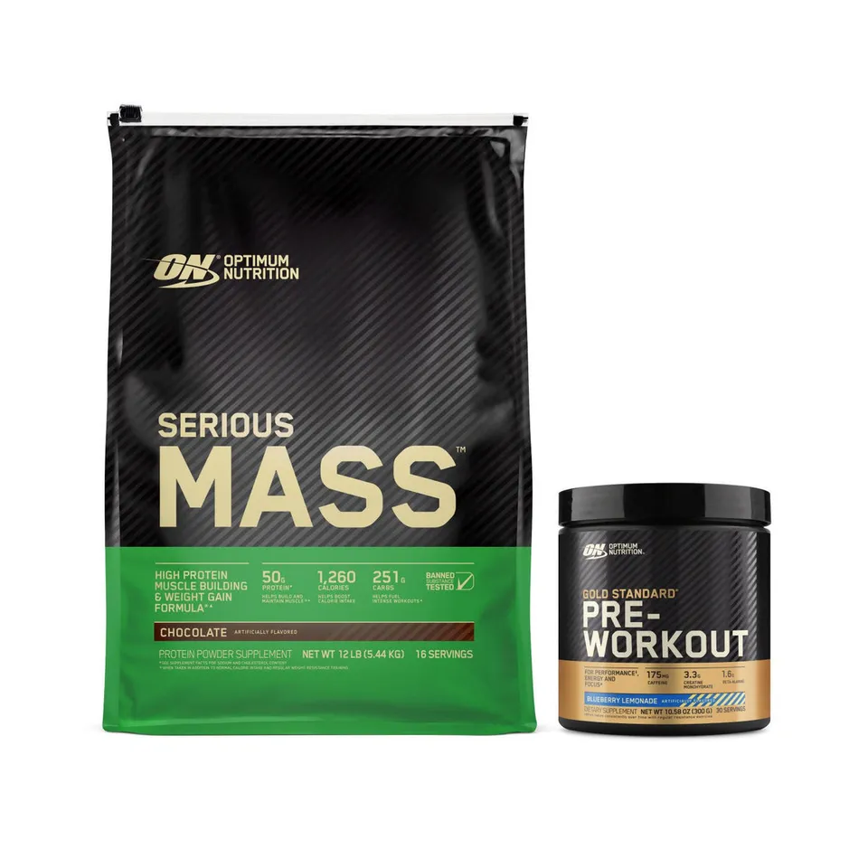 optimum-nutrition-mass-stack-xl-bundle-pre-workout-serious-mass-12lbs image 1