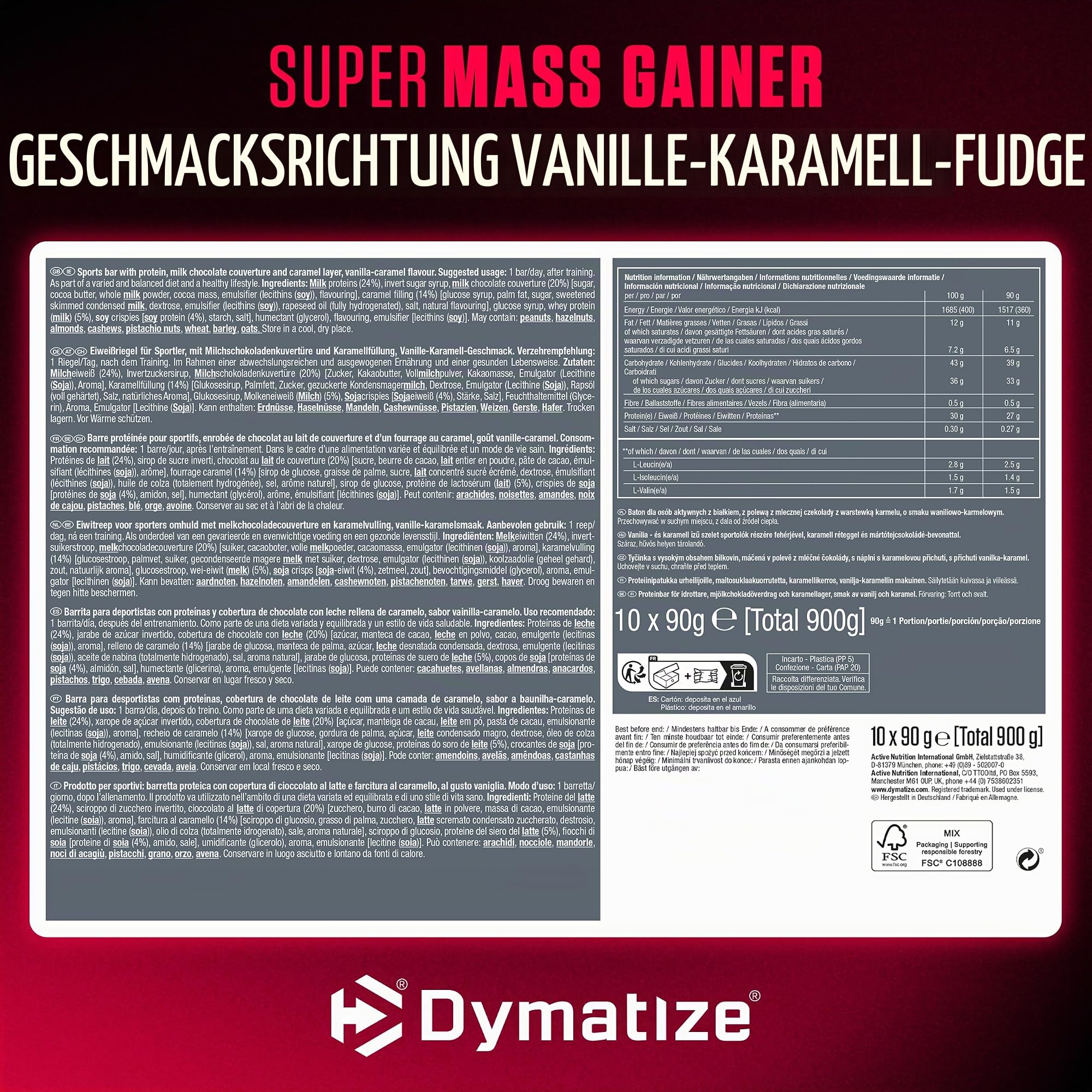 dymatize-super-mass-gainer-bar-vanilla-caramel-fudge-90g-27g-protein image 6