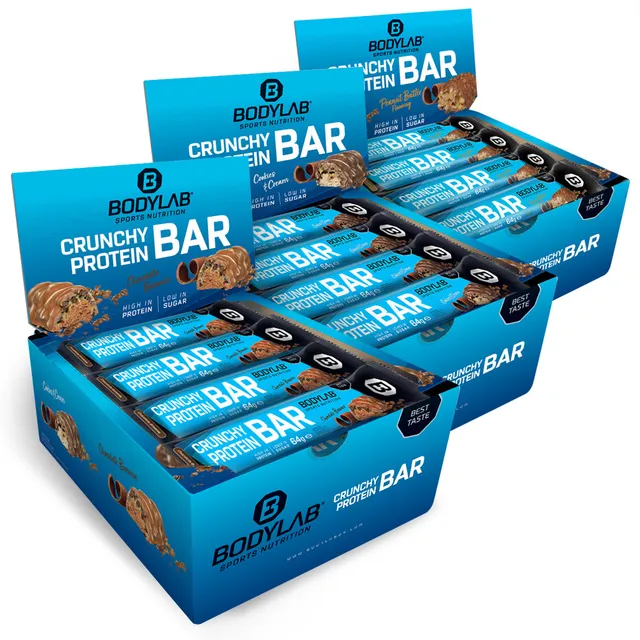 bodylab24-crunchy-protein-bar-3-x-12x64g-dreierpack-proteinriegel image 1