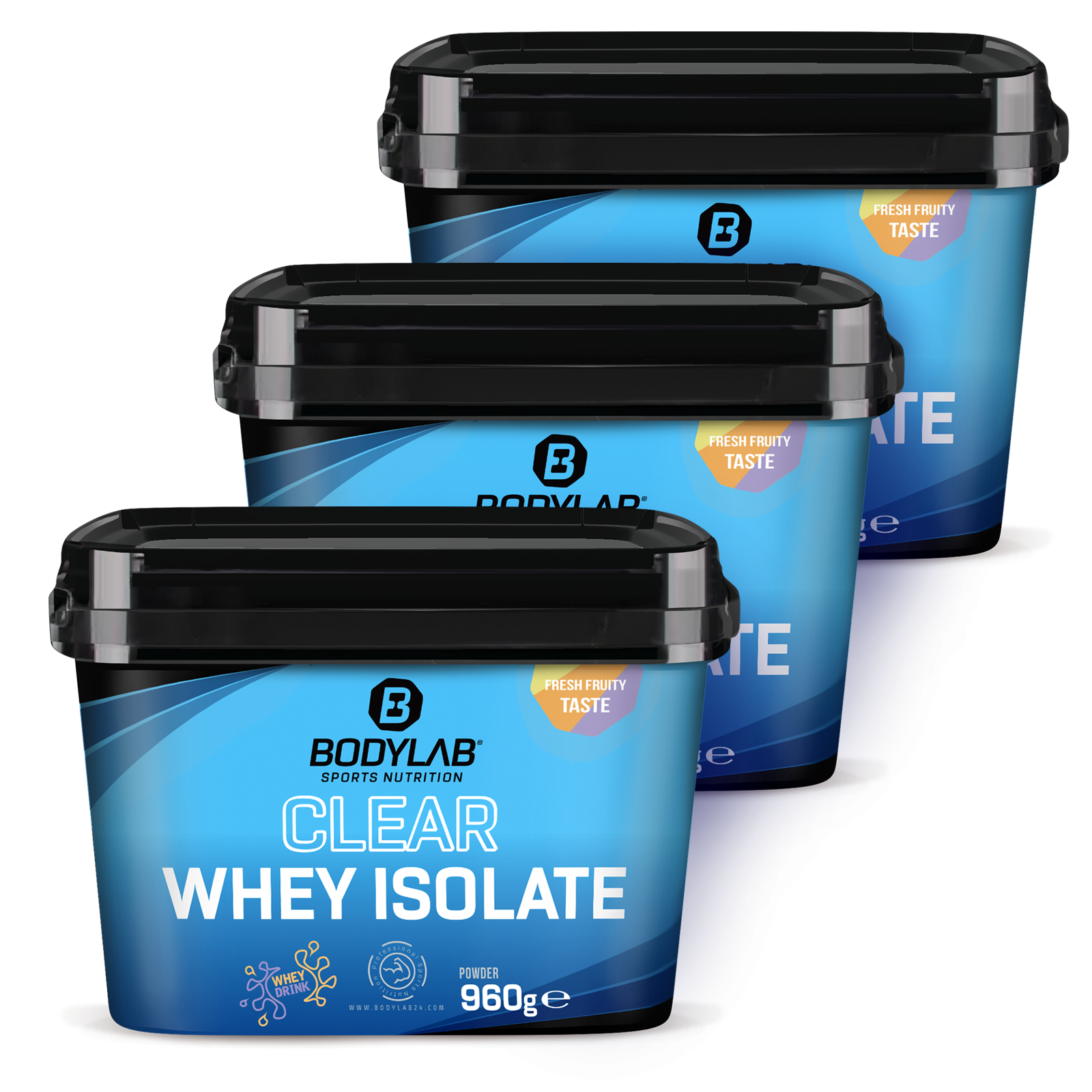 bodylab24-clear-whey-isolate-3-x-960g-erfrischendes-whey-isolat-pulver image 1