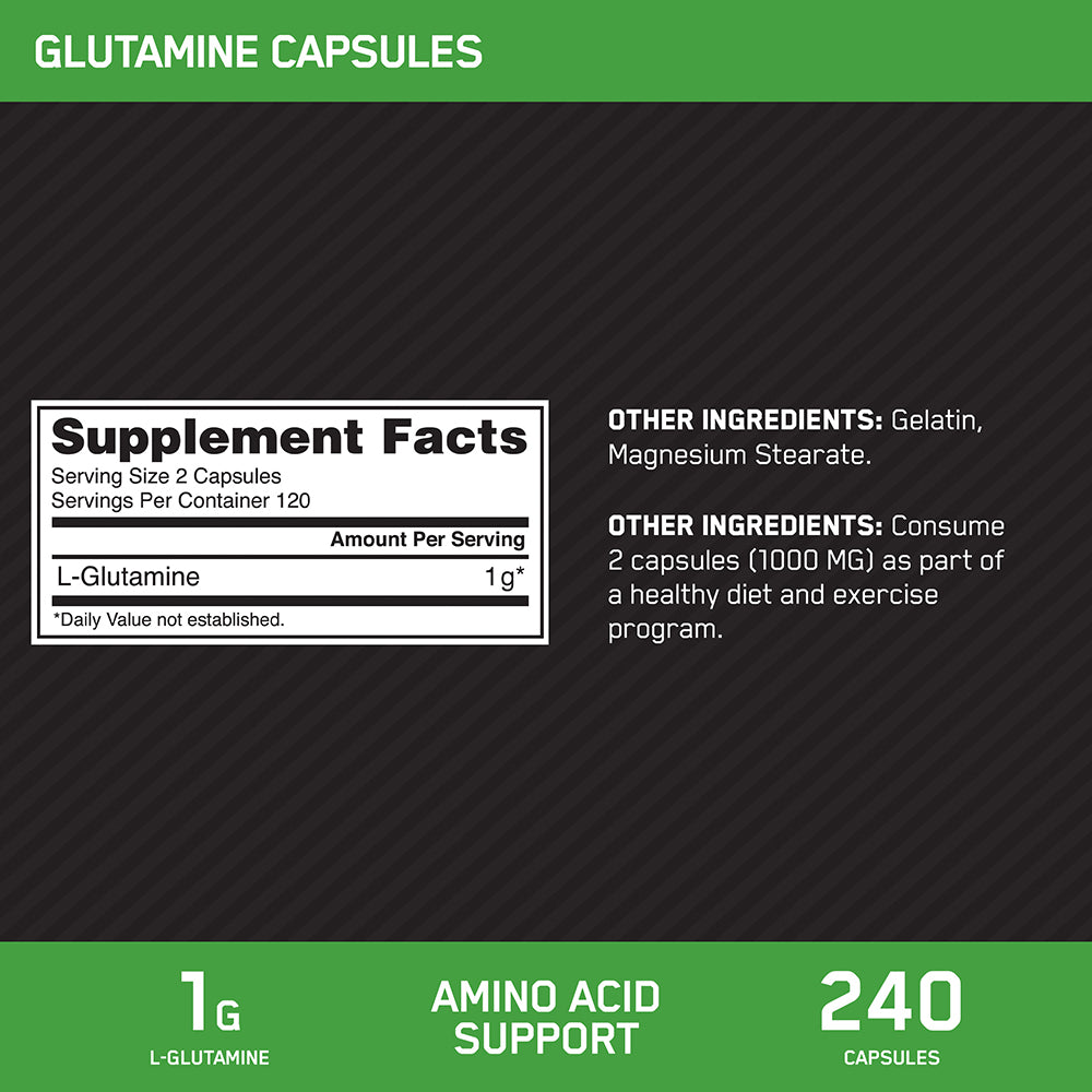 optimum-nutrition-glutamine-capsules-1g-l-glutamin-pro-portion-kapseln image 2
