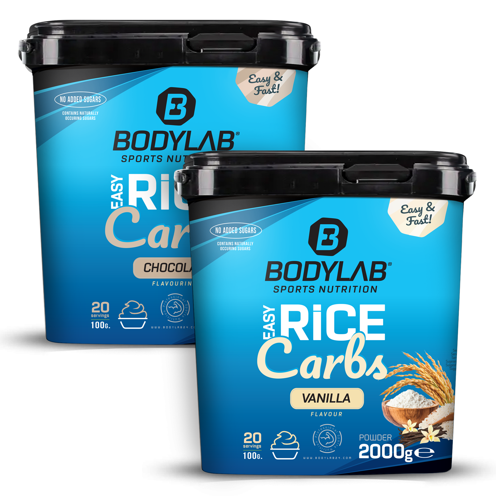 bodylab24-easy-rice-carbs-doppelpack-2-x-2000g-vanille-schoko image 1
