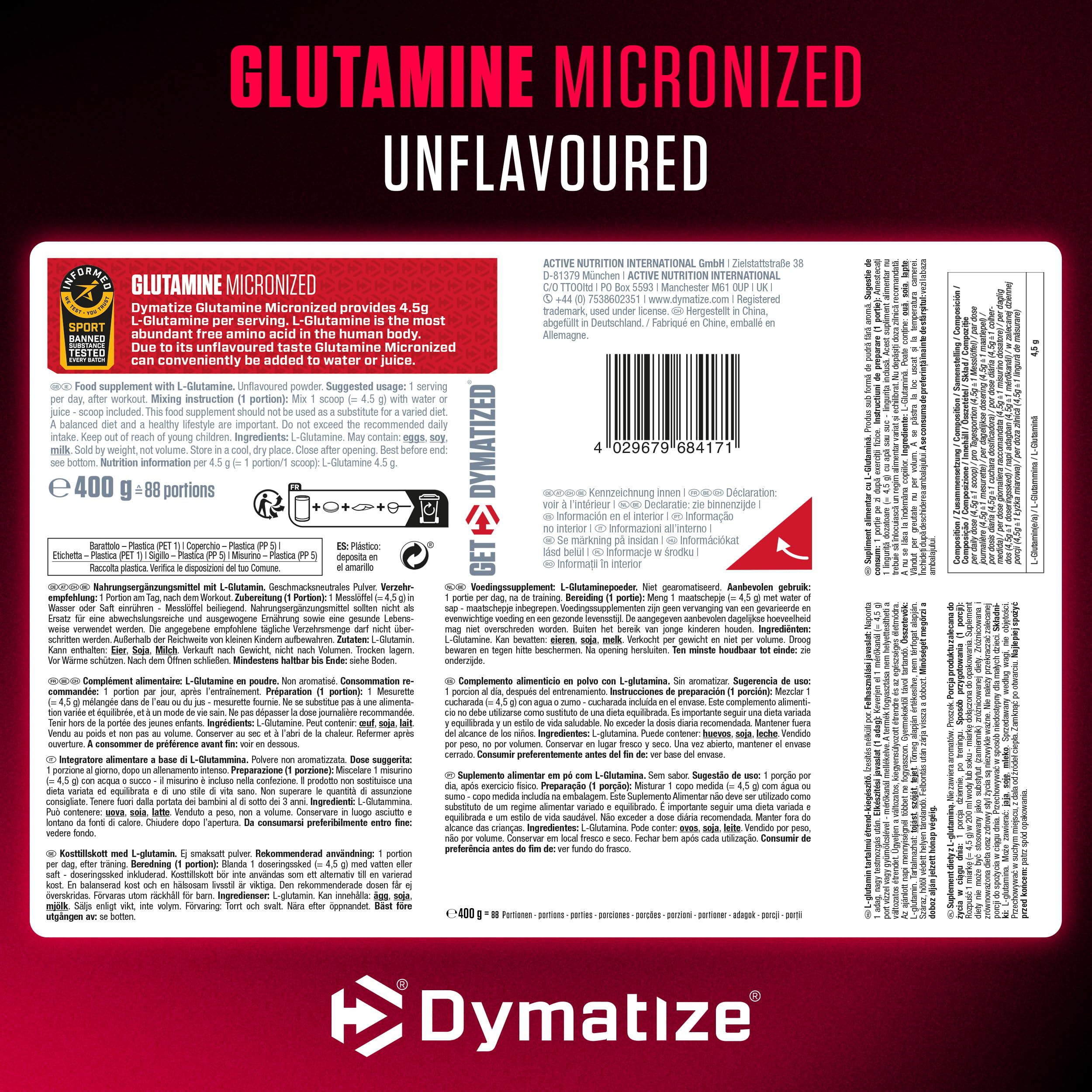 dymatize-glutamine-micronized-pulver-neutral-400-g image 7